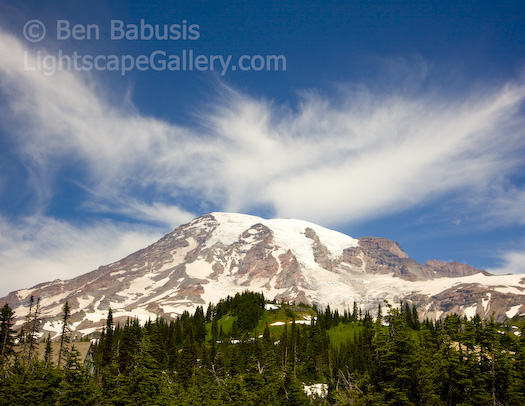 Paradise. Mt. Rainier, Washington. Mt. Rainier's Paradise explodes into view rounding a bend in this spectacular national park.  Ben Babusis, Lightscape Gallery.
