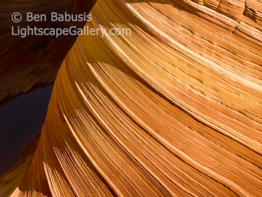 Curving Layers. North Coyote Buttes, Arizona. Twisting layers of eroding sandstone.  Ben Babusis, Lightscape Gallery.