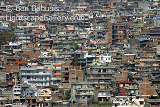 Kathmandu. Kathmandu, Nepal. Detail of buildings in the sprawling capital of Nepal.  Ben Babusis, Lightscape Gallery.
