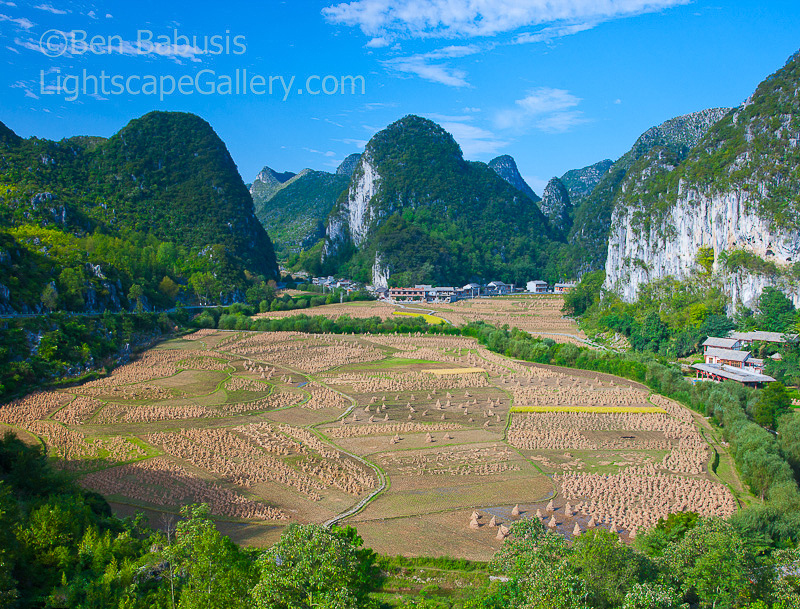 After the Harvest. Near Anshun, China. Rice fields after the fall harvest.  Ben Babusis, Lightscape Gallery.