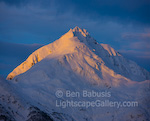 Dawn's Early Light. Haines, Alaska. First light strikes a lofty peak around the Chilkat River Valley.  Ben Babusis, Lightscape Gallery.