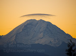 Rainier's Halo. Issaquah, Washington. A wisp of cloud caps Mt. Rainier at sunset.  Ben Babusis, Lightscape Gallery.