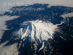 View of the Hood. Mt. Hood, Oregon. Aerial view of snowcapped Mt. Hood.  Ben Babusis, Lightscape Gallery.