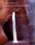 Lightbeam. Antelope Canyon, Arizona. Midday lightbeam forms in this southwest slot canyon.  Ben Babusis, Lightscape Gallery.