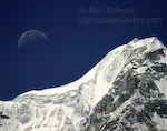 Moon Over Cholatse. Sagarmatha National Park, Nepal. The moon sets over Cholatse (21129 ft) in the Himalaya.  Ben Babusis, Lightscape Gallery.
