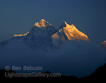 Twin Peaks. Sagarmatha National Park, Nepal. Himalayan peaks catch the last rays of sunlight.  Ben Babusis, Lightscape Gallery.