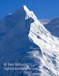 Bard Peak. Portage Glacier, Alaska. Pristine snow caps this dramatic peak near Portage Glacier after a heavy snowfall.  Ben Babusis, Lightscape Gallery.
