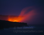 Lava Light. Volcano National Park, Hawaii. Red glow in the night sky as lava from Kilauea makes it way into the ocean.  Ben Babusis, Lightscape Gallery.