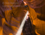 Spot Light. Antelope Canyon, Arizona. A spot light shines through this deep southwest slot canyon.  Ben Babusis, Lightscape Gallery.