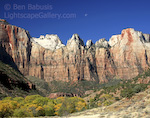 West Rim View. Zion Park, Utah. Morning view of Zion Canyon's west rim.  Ben Babusis, Lightscape Gallery.