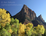 The Patriarch. Zion Park, Utah. The Patriarch rises above the floor of Zion Canyon during the fall. � Ben Babusis, Lightscape Gallery.