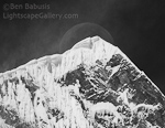 Moon-Capped. Annapurna Sanctuary, Nepal. The setting moon caps a peak in the Annapurna Sanctuary from the flanks of Tharpu Chuli.  Ben Babusis, Lightscape Gallery.