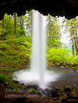 Behind the Pony Tail. Columbia Gorge, OR. Ponytail Falls, one of many spectacular falls in the Columbia Gorge.  Ben Babusis, Lightscape Gallery.